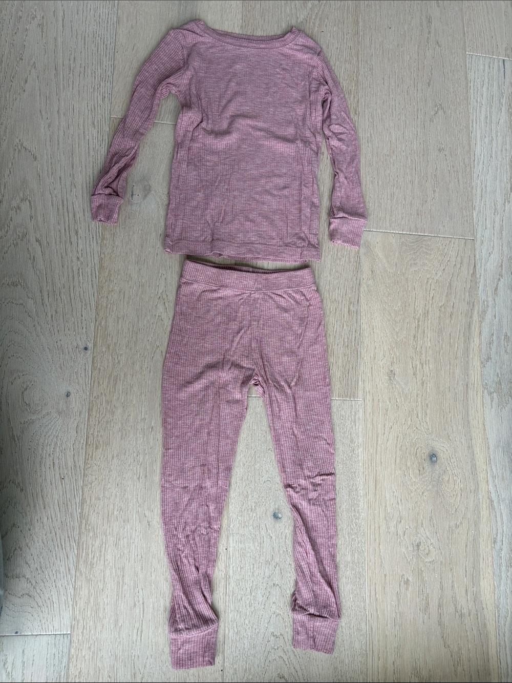 Little Sleepies Ribbed Long Sleeve Pajama Set in Dusty Rose